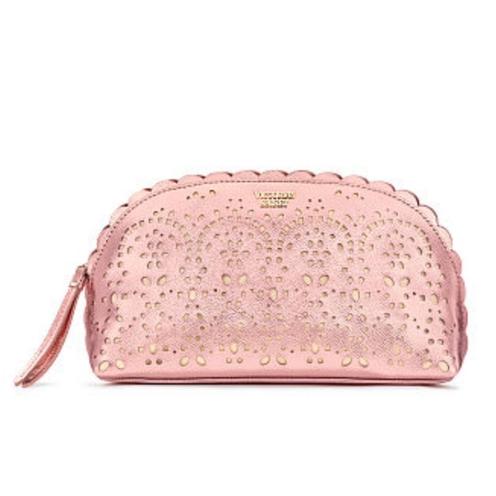 Victoria's Secret VS Petal Edge Beauty Make Up Cosmetic Bag Cute Pink Bag NWT - Picture 3 of 8
